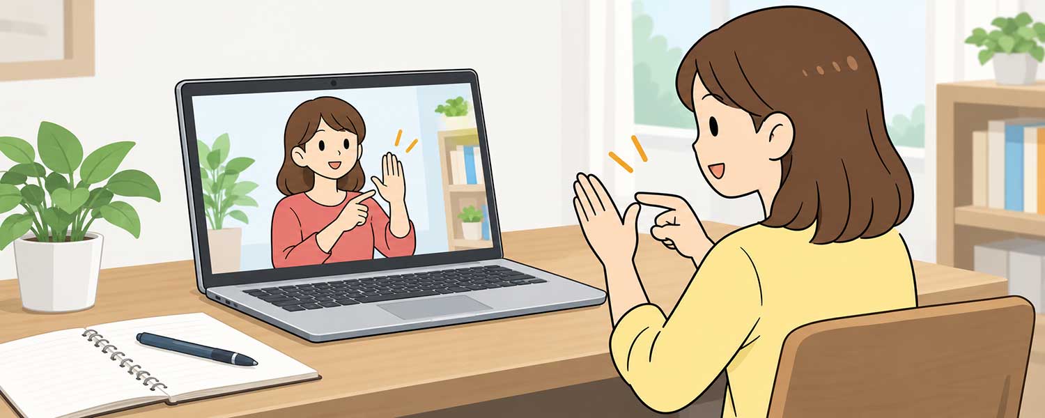手話で会話をする若者のイラスト